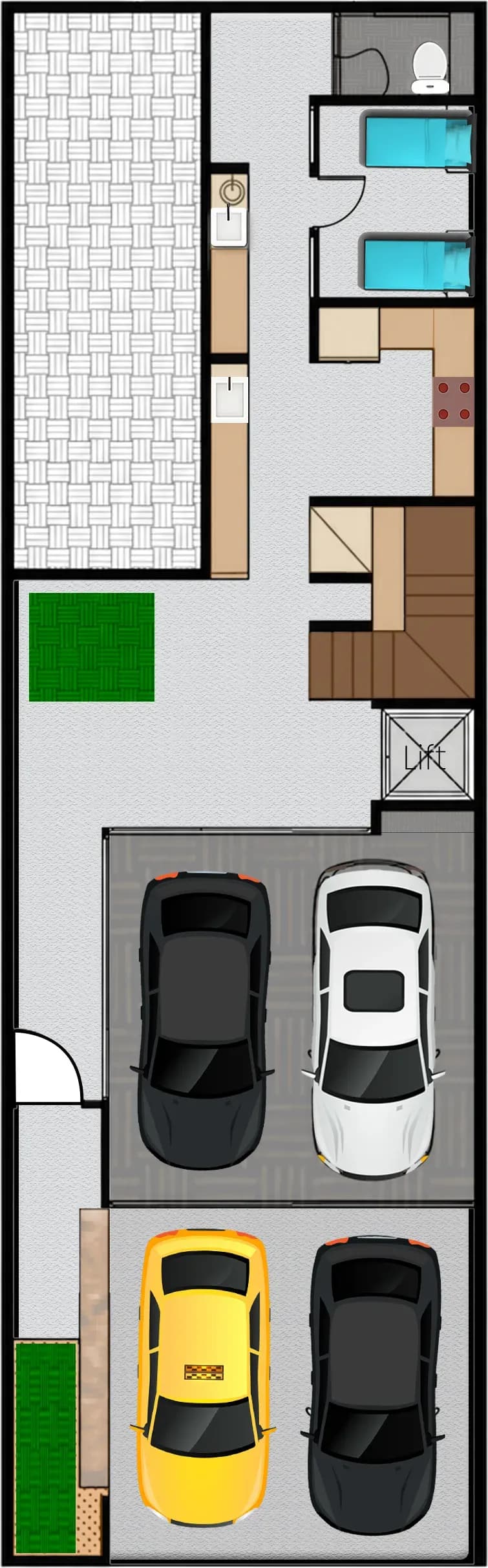 The developer's presentation plan for the ground floor of the Four-storey house type